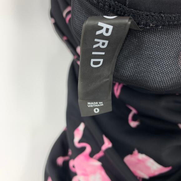 Torrid Tankini Swim Top Womens Size 0X Flamingo Print Black White Striped Sides - Picture 5 of 5